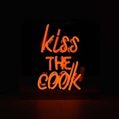 Decorative objects - 'Kiss the Cook' Glass neon Sign - Orange - LOCOMOCEAN