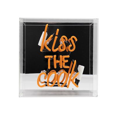 Table lamps - 'Kiss the Cook' Glass neon Sign - Orange - LOCOMOCEAN