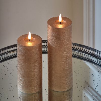 LED modules - Metallic Pillar Candles - set of 2 - LIGHT STYLE LONDON
