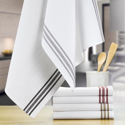Dish towels - Kitchen Towel Dobby Bande Damier Gris 50 X 70 - MAISON VIVARAISE – SDE VIVARAISE WINKLER