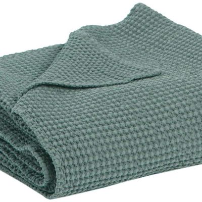 Throw blankets - Throw Stonewashed Maia Vert De Gris 140 X 200 - MAISON VIVARAISE – SDE VIVARAISE WINKLER