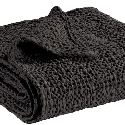 Throw blankets - Throw Stonewashed Tana Carbone 140 X 200 - MAISON VIVARAISE – SDE VIVARAISE WINKLER