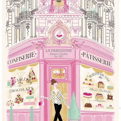 Torchons - Torchon Imprimé Façade patisserie Ecru 48 x 72 - MAISON VIVARAISE - SDE VIVARAISE WINKLER