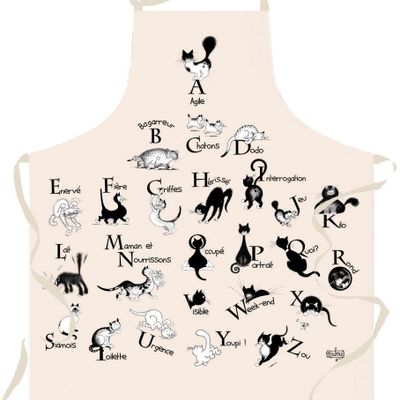 Tabliers de cuisine - Tablier Dubout Abécédaire Ecru 72 x 85 - MAISON VIVARAISE - SDE VIVARAISE WINKLER