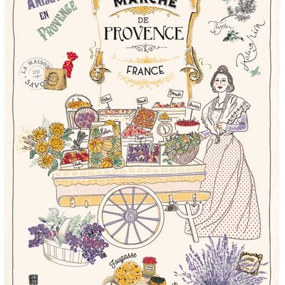 Torchons - Torchon Les marchés de Provence Ecru 48 x 72 - MAISON VIVARAISE – SDE VIVARAISE WINKLER