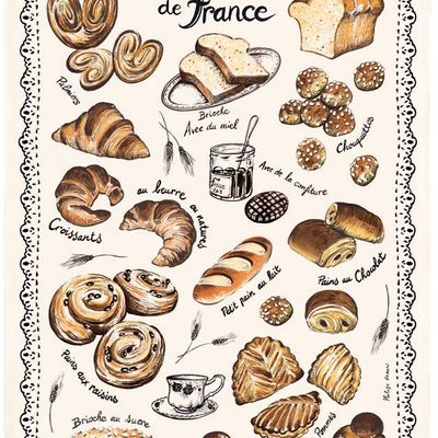 Dish towels - Kitchen Towel Les Viennoiseries Francais Ecru 48 X 72 - MAISON VIVARAISE - SDE VIVARAISE WINKLER