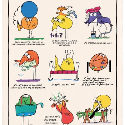 Torchons - Torchon Shadoks Les devises Ecru 48 x 72 - MAISON VIVARAISE - SDE VIVARAISE WINKLER