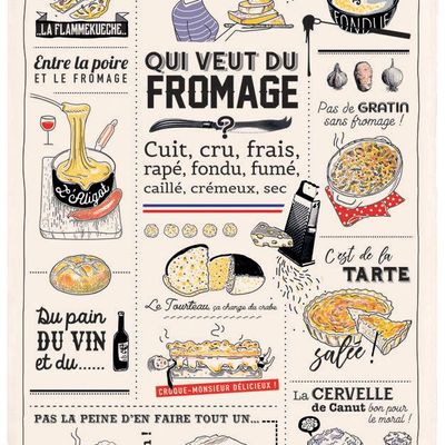 Dish towels - Kitchen Towel  Qui Veut Du Fromage Ecru 48 X 72 - MAISON VIVARAISE - SDE VIVARAISE WINKLER