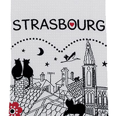 Dish towels - Printed Honeycomb Towel Chats Coeur Blanc 50 X 70 - MAISON VIVARAISE - SDE VIVARAISE WINKLER