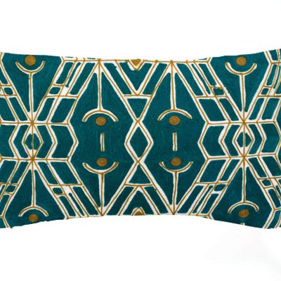 Coussins - Coussin Tess brodé Paon 30 x 50 - MAISON VIVARAISE - SDE VIVARAISE WINKLER
