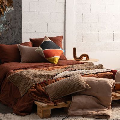 Linge de lit - Jeté Zeff Sable 180 x 260 - MAISON VIVARAISE - SDE VIVARAISE WINKLER