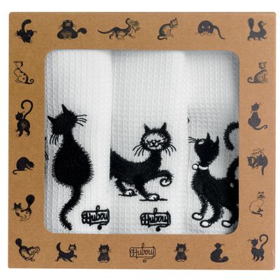 Dish towels - Gift Box 3 Kitchen Towels Dubout Blanc 40 X 60 - MAISON VIVARAISE - SDE VIVARAISE WINKLER