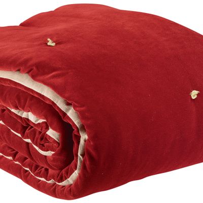 Throw blankets - Throw W/Knotted Tassels Elise Groseille 140 X 200 - MAISON VIVARAISE - SDE VIVARAISE WINKLER