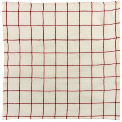 Napkins - Towel Karma Checks Ecru/Rouge 50 X 50 - MAISON VIVARAISE - SDE VIVARAISE WINKLER