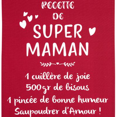 Dish towels - Kitchen Message Towel Super Maman Rouge 50 X 70 - MAISON VIVARAISE - SDE VIVARAISE WINKLER