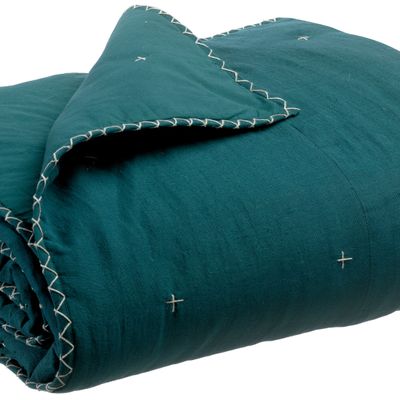 Linge de lit - Jeté uni Nala Paon 180 x 260 - MAISON VIVARAISE - SDE VIVARAISE WINKLER