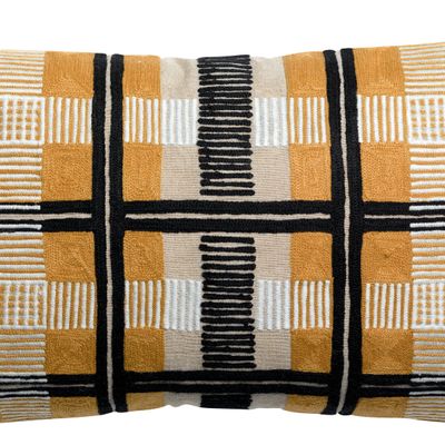 Cushions - Eden embroidered cushion Ocre 30 X 50 - MAISON VIVARAISE - SDE VIVARAISE WINKLER