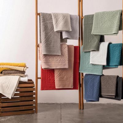 Bath towels - Bath Mat Stonewashed Enzo Mimosa 54 X 64 - MAISON VIVARAISE – SDE VIVARAISE WINKLER
