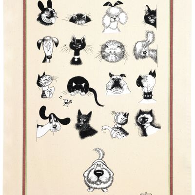 Torchons - Grand torchon Dubout Multi portraits Ecru 60 x 80 - MAISON VIVARAISE - SDE VIVARAISE WINKLER