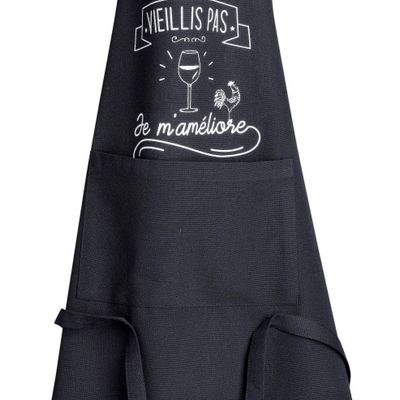 Aprons - Recycled I'm improving kitchen apron Noir 72 X 90 - MAISON VIVARAISE - SDE VIVARAISE WINKLER