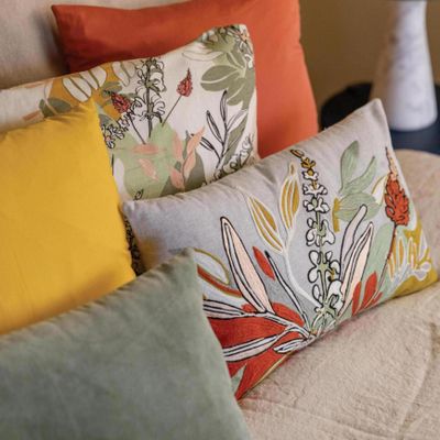 Coussins - Coussin recyclé brodé Gina Multico 30 x 50 - MAISON VIVARAISE - SDE VIVARAISE WINKLER