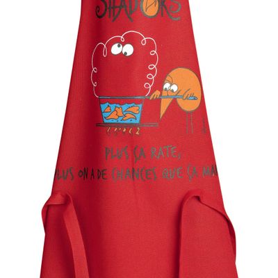 Aprons - Recycled Shadoks Plus ça rate kitchen apron Rouge 72 X 90 - MAISON VIVARAISE – SDE VIVARAISE WINKLER