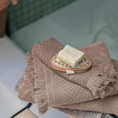 Bath towels - Bath Mat Stonewashed Enzo Chamois 54 X 110 - MAISON VIVARAISE – SDE VIVARAISE WINKLER