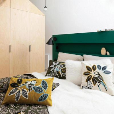Bed linens - Zazu Chambray Quilt Olive 85 X 200 - MAISON VIVARAISE – SDE VIVARAISE WINKLER