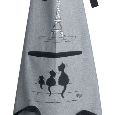 Tabliers de cuisine - Tablier de cuisine Dubout Chats Eiffel Gris 72 x 85 - MAISON VIVARAISE – SDE VIVARAISE WINKLER