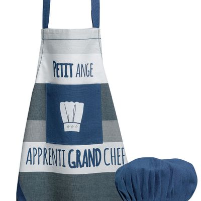 Tabliers de cuisine - Lot composé Tablier de cuisine et Toque Petit ange Indigo 52 x 63 - MAISON VIVARAISE - SDE VIVARAISE WINKLER
