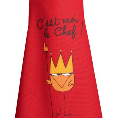 Tabliers de cuisine - Tablier de cuisine enfant Shadok Roi Chef recyclé Rouge 52 x 63 - MAISON VIVARAISE – SDE VIVARAISE WINKLER