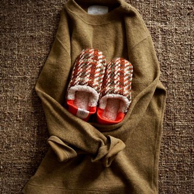 Homewear textile - Grand bateau à carreaux en tweed x mouton - MERIPPA