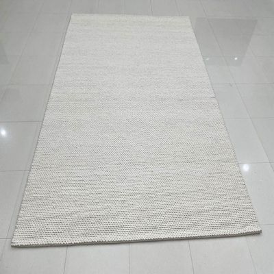 Customizable objects - BW 104,Snow White Pebble Plaited Stone Bubble Weave Fireproof Rug Mat - INDIAN RUG GALLERY