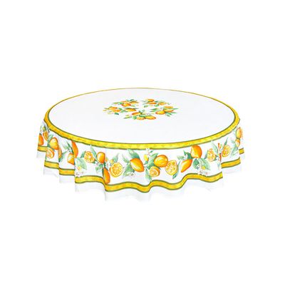 Linge de table textile - Nappe Imprimée Placée - Citron - TISSUS TOSELLI