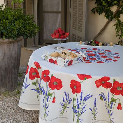 Table linen - Printed Placed Tablecloth - Coquelicot - TISSUS TOSELLI