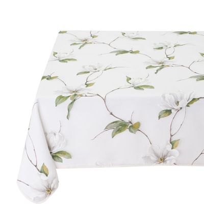 Table cloths - Organza Tablecloth - White Magnolia - TISSUS TOSELLI