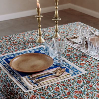 Linge de table textile - RANI TABLE MATS NAVY - JAMINI BY USHA BORA