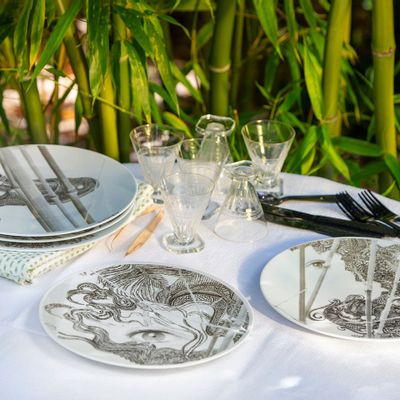 Unique pieces - "Beyond the bamboos" porcelain plates - CHARLOTTE MASSIP