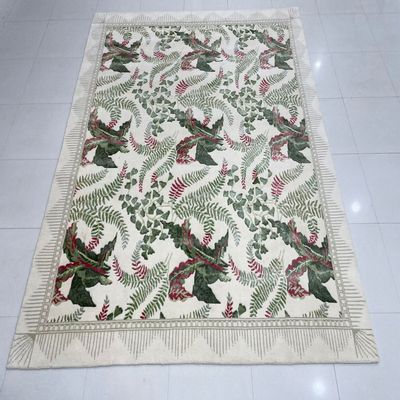 Tapis - HLK 104, tapis en laine et soie personnalisé en forme de fleur, coloré - INDIAN RUG GALLERY