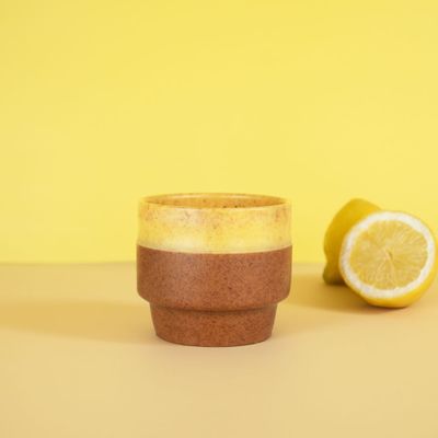 Mugs - 250ml recycled citrus lemon coffee cup - REPULP DESIGN