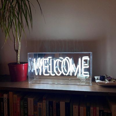 Table lamps - 'Welcome' Glass Neon Sign - White - LOCOMOCEAN