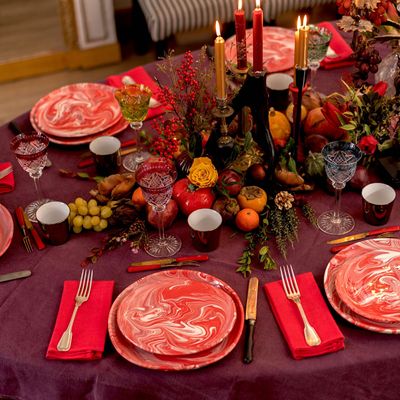 Cadeaux - assiette en céramique violet et rouge STYX - IOM INES-OLYMPE MERCADAL
