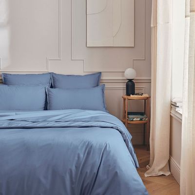 Linge de lit - Première Bleu Olympe - Parure de lit en percale de coton - ESSIX