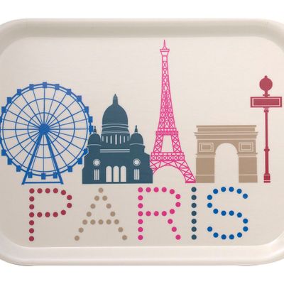 Platter and bowls - Paris Lumière Multico Bois tray - LE JACQUARD FRANCAIS