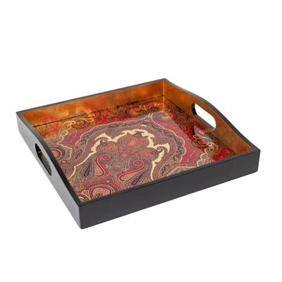 Trays - Jaipur Crimson Lacquer Square Tray-36x36 - CASPARI