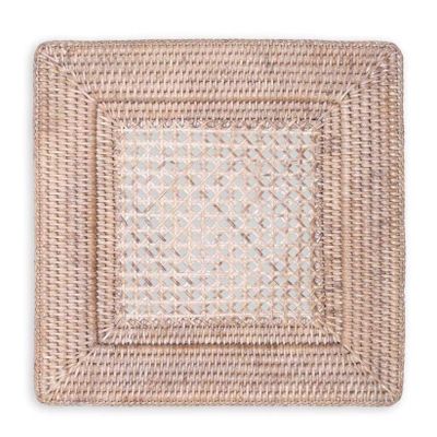 Assiettes de réception - Chargeur à plaque carrée en rotin blanc naturel - 1 unité - CASPARI