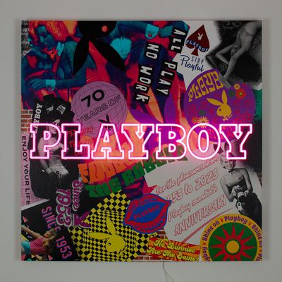 Other wall decoration - Playboy Collage Wall Art with LED Neon - PINK - LOCOMOCEAN