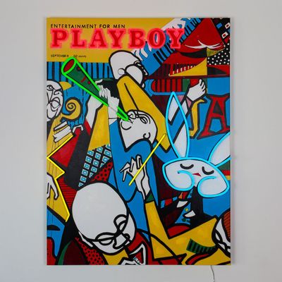 Other wall decoration - Playboy Wall Art with LED Neon - Jazz Cover - LOCOMOCEAN