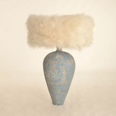 Table lamps - Ceramic and fur table lamp - FRIDA X-Large - JOE SAYEGH PARIS