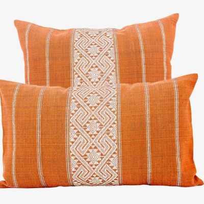 Fabric cushions - Cushion Cover: Kudzu Vines & Flowers - NIKONE HANDCRAFT, LAOS
